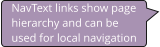 NavText links show page hierarchy and can be used for local navigation
